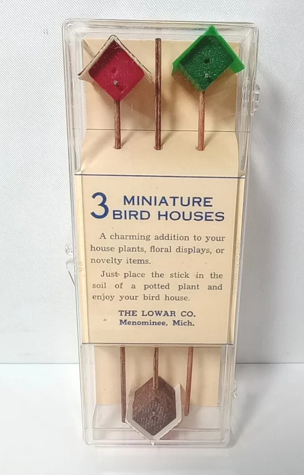 微型鸟屋桩木制鸟屋植物花园装饰 4 包 3 件全新 — 第 3/4 张图片
