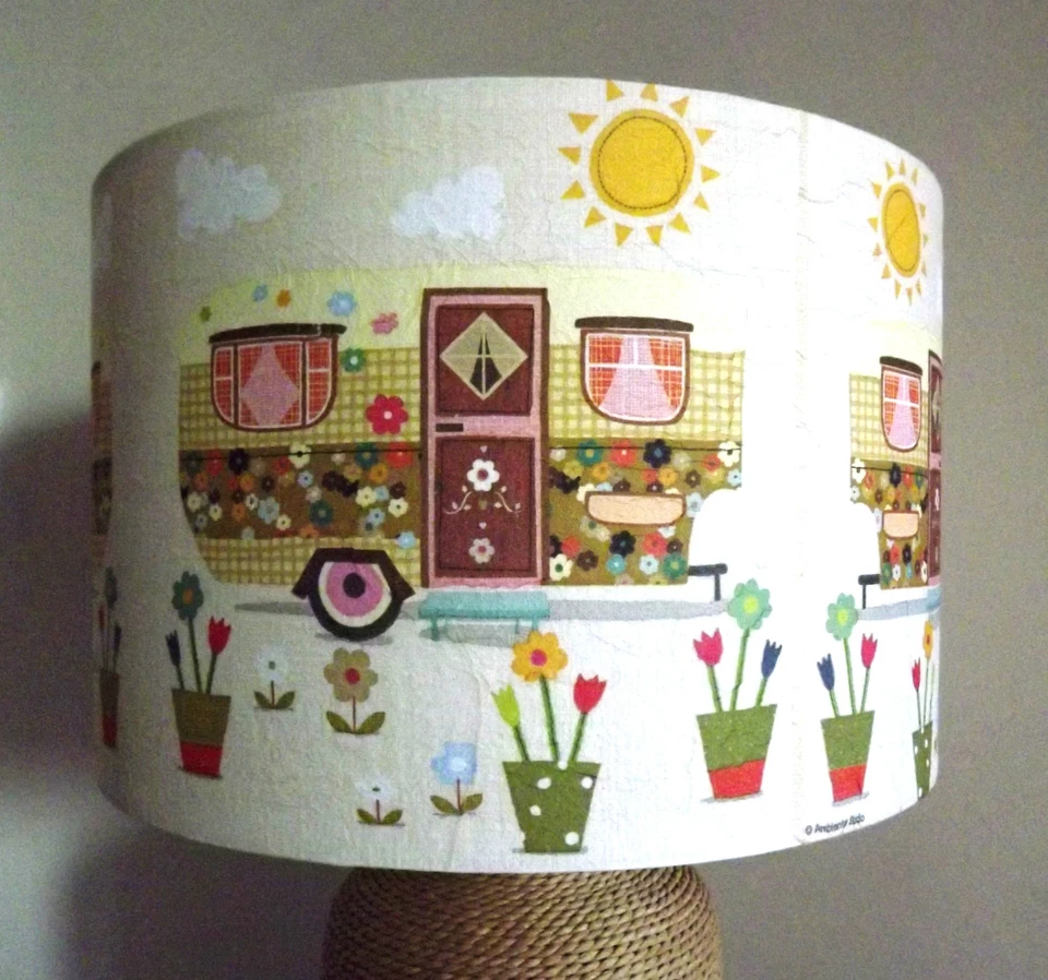 Retro Lampenschirm Shabby Chic Wohnwagen Hippie Festival Blumen Vintage Kostenloses Geschenk - Bild 2 von 4