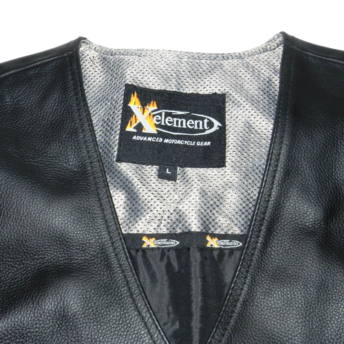 LEATHER MOTORCYCLE BLACK VEST XELEMENT SIZE L MEN'S - Picture 5 of 11