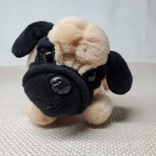Vintage Russ Berrie Pug Dog Puppy Beanbag Plush Stuffed Animal Toy