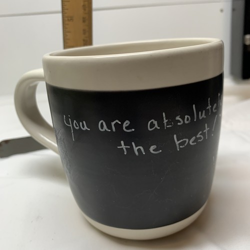 2009 Starbucks Chalk Board Coffee Cup 18 oz Black & White Mug - Picture 2 of 5