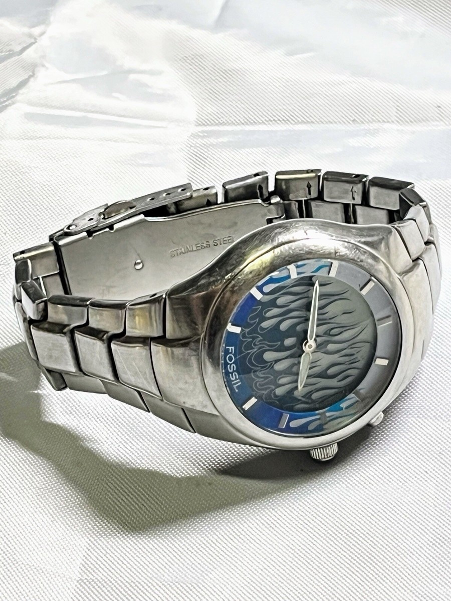 Fossil Big Tic Stainless Steel Blue Flame Dial (42mm Fossil Big Tic Stainless Steel Blue Flame Dial (42mm
