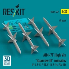 AIM-7F High Vis Sparrow III missiles 4pcs 1:32 ResKit RS32-0457 for Scale Model