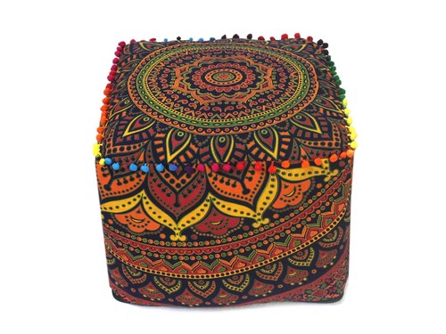 All Size Indian Handmade Mandala Square Ottoman Pouf Cover Footstool Seating - Picture 68 of 89