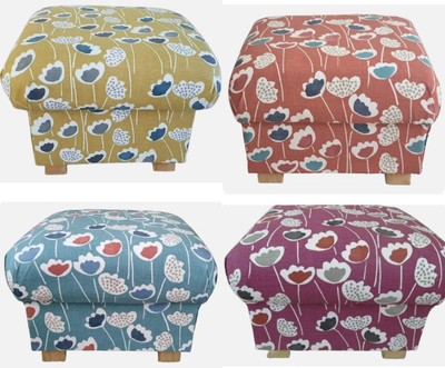 Prestigeträchtiger Clara Scandi Stoff Fußhocker Pouf Fußteil Floral hübsche Blumen