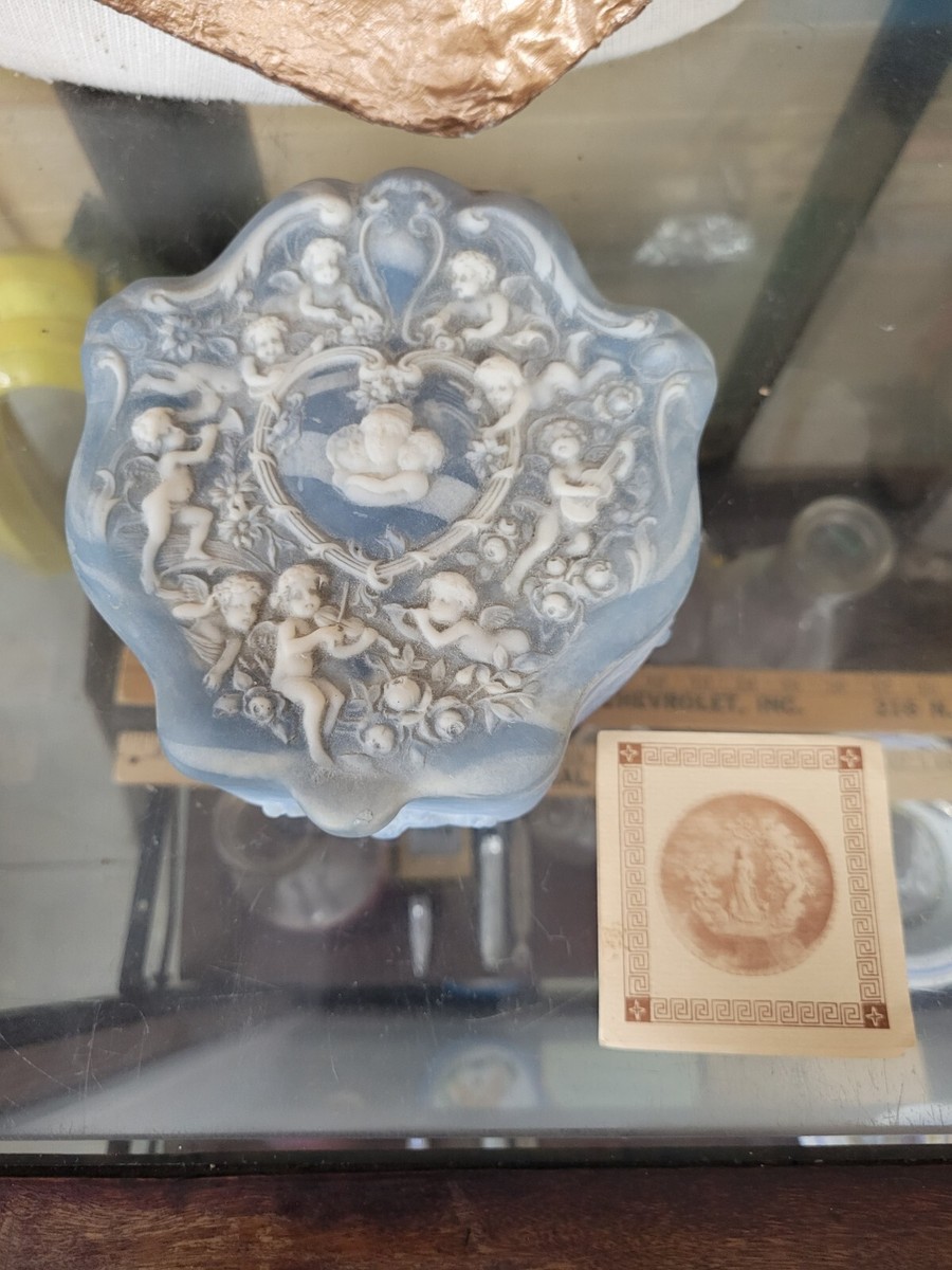 INCOLAY STONE ジュエリーボックス　アクセサリー付き Rare Incolay Stone Jewelry Box With Cameo And Velvet Lining