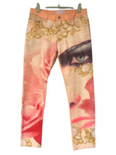 Vintage Y2K 2001 Roberto Cavalli Face E. Taylor Eye Print Jeans Denim Runway VTG