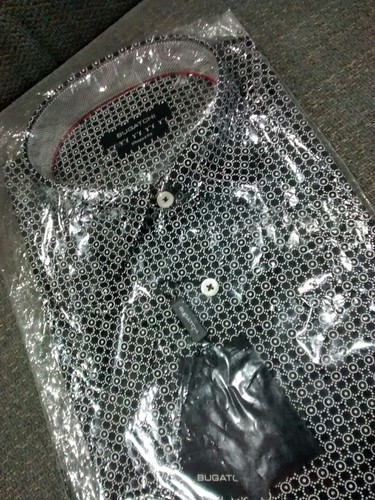 NWT Bugatchi Men's M Short Sleeve button down Shirt Circular shapes/Geo Shaped - Picture 7 of 12