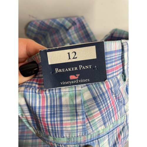 Vineyard Vines Blue Plaid Breaker Pants Girls Size 12 NEW Preppy  - Picture 3 of 6