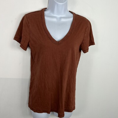 Universal Thread T Shirt Sz S Rust Brown V Neck Short Sleeve Minimalist Basic