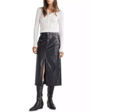 rag  bone Sid Faux-Leather Midi-Skirt Sz 29