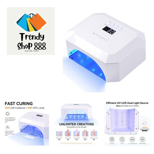 Cordless 36W Aurora UV LED Nail Lamp - Smart Sensor & Quick Curing for ...