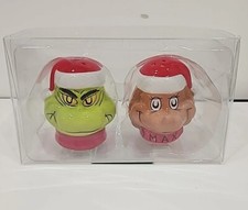 Grinch And Max Salt And Pepper Set Naughty And Nice Grinch Ceramic NEW