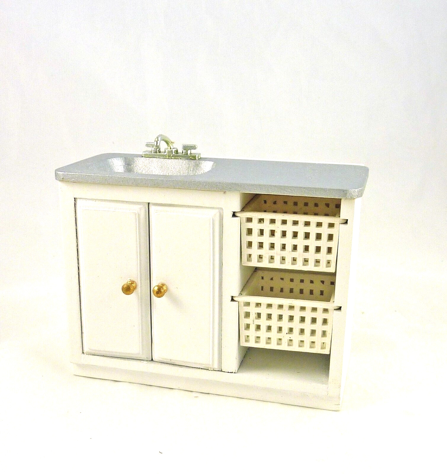 Overstock! Dollhouse Miniature Laundry Kitchen Sink with Baskets