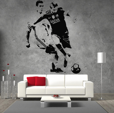 Decor Decals Stickers Vinyl Art Messi V Ronaldo Giant Wall Art Sticker For Boys Bedroom Man Cave Sports Bar Home Garden Vibranthns Lk