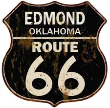 EDMOND, OKLAHOMA Route 66 Shield Metal Sign Man Cave Garage 211110014205