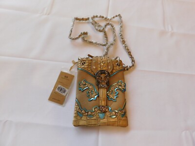 SS Fashion leather C0123 Beigh Aqua Bull purse crossbody 5213072601 NWT
