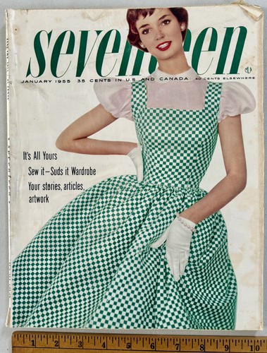 Seventeen Magazine January 1955 Vintage MCM Women's Fashions Beauty Advertising - Picture 12 of 12