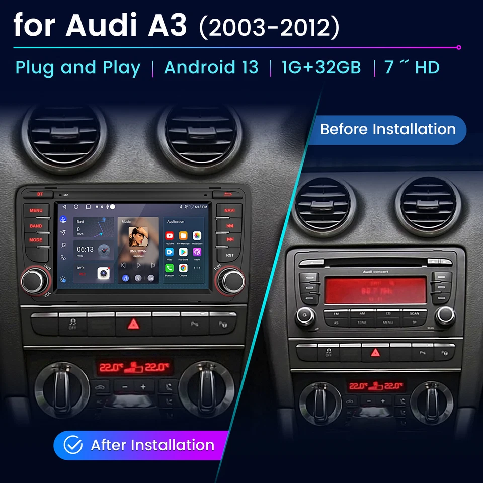 Car Stereo For Audi A3 S3 RS3 8PA 8P1 Android 13 Carplay GPS Navi WiFi Head Unit - Image 2 of 4