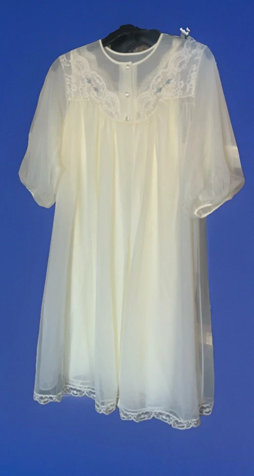 De colección. Bata Peignoir Shadowline Amarilla Doble Capa Gasa Años 60, Vestido Talla Pequeña Foto 2 de 4