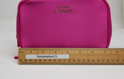 PRADA ピンク ポーチ ダブルジッパー PRADA CANDY Pink Makeup Pouch Double Zip Travel Bag Cosmetic