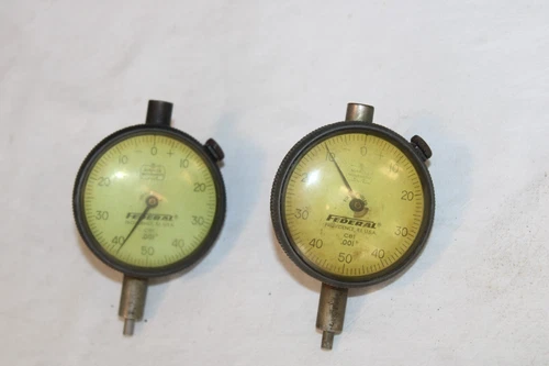 2 Vintage Federal Model C81 Machinists Gauge Dial Indicator Full Jeweled .0001"
