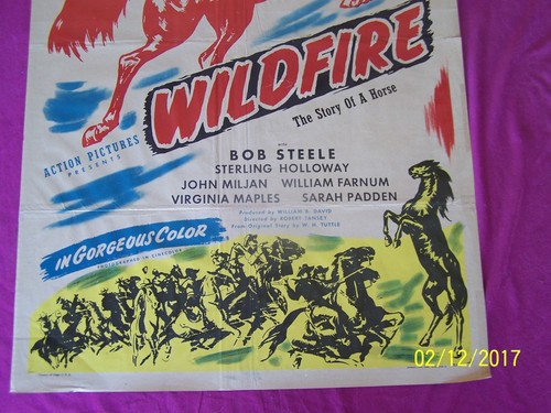 WILDFIRE Orig.1945 Movie Poster OS(27"x41") Western Horse Story Bob Steele - Picture 3 of 10