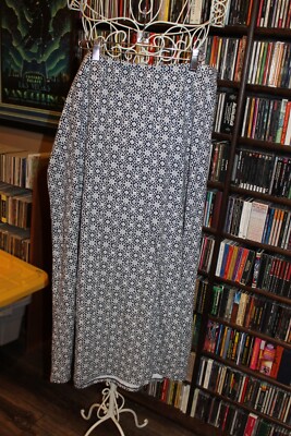 Talbots black white medallion maxi Skirt Knit Cotton Modal XLP XL