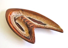 Mid Century Modern Abstract Brown Ceramic Atomic Ashtray