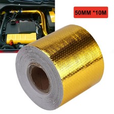 Gold Foil Heat Insulating Tape Hose Wrap Reflective Shield Adhesive 50mm X 10m