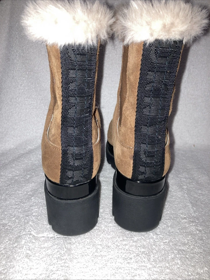 Botines de invierno DKNY Bax Latte marrón gamuza suela de cuña piel sintética talla 7,5 M Foto 4 de 4