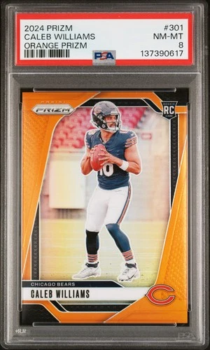 2024 PANINI PRIZM ORANGE PRIZM #301 CALEB WILLIAMS ROOKIE RC 123/249 PSA 8