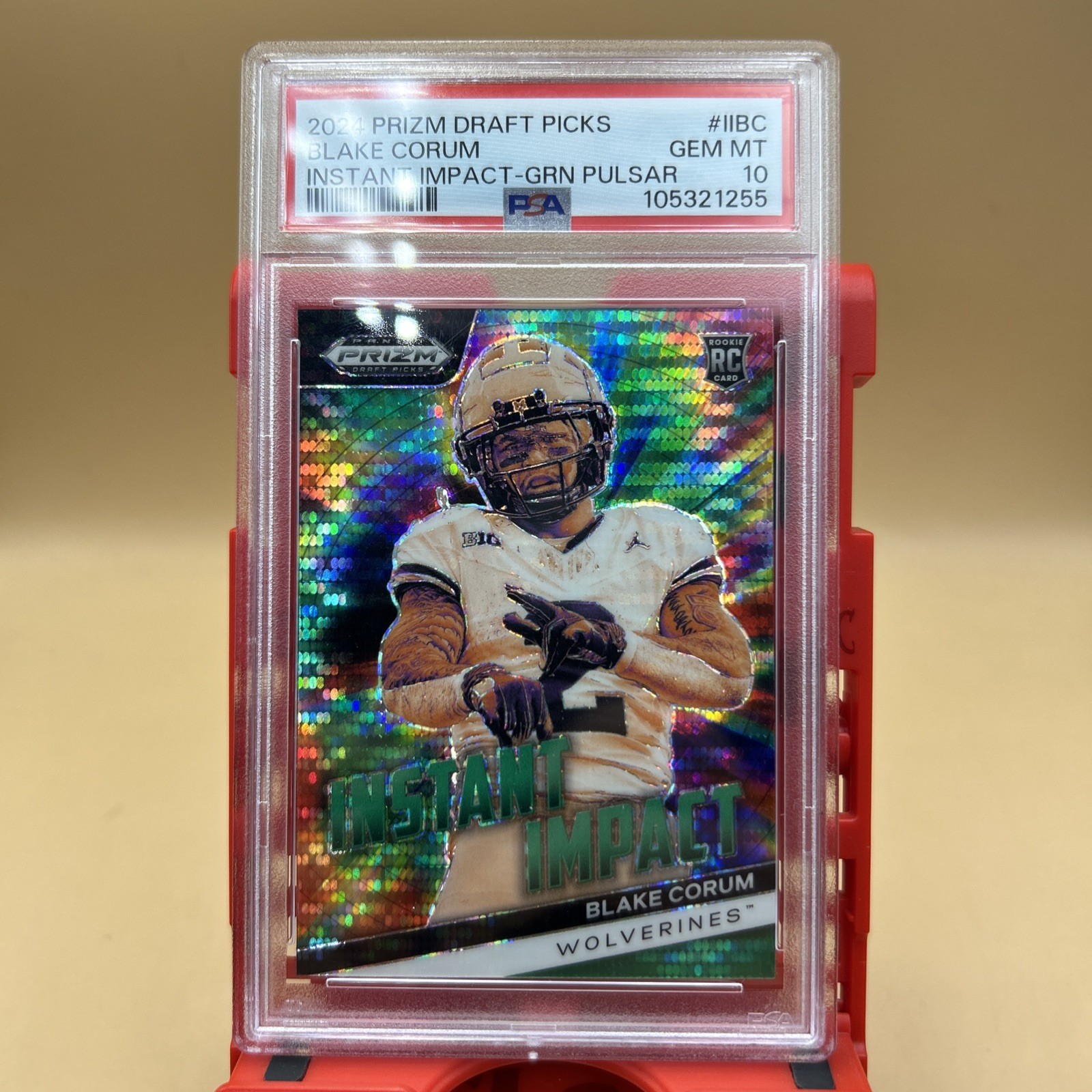 Blake Corum Panini Prizm Draft Picks Instant Impact #IIBC Green Pulsar
