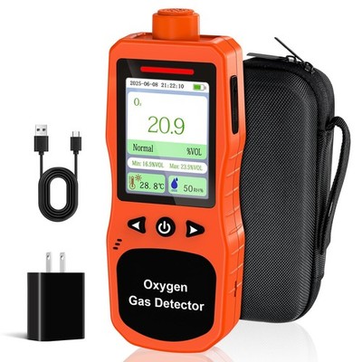 Portable Oxygen Detector, Rechargeable O2 Monitor with Sound, Light, Vibratio...