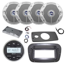 JBL Marine Radio, Spa Bezel, Adapter, ANT, Amp w/Kit,4x 6.5" 225W White Speakers