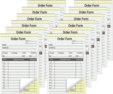 12 Pack Sales Order Book 3.5 X 5.5 Inch, 2 Part Carbonless Sale Receipt Books In