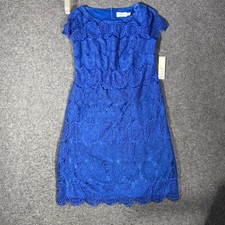Eliza J Womens Royal Blue Floral Lace Sheath Cocktail Dress NO0M3375 Size 6 NEW