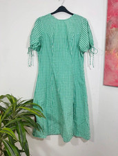 Influence Green/White Gingham Summer Dress with split 16