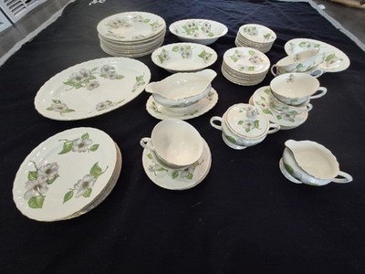 Pope Gosser Dogwood China 53 Pc plates,cups,serving bowls,cups, saucers, & more