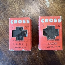 Cross Upholsterers Tacks 1 3/4 Oz Box - 6/16 Size - Made in USA Lot Of 2