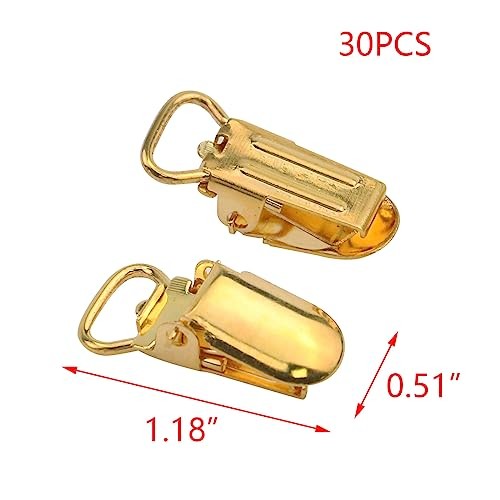 Suspender Clips Iron Golden Holder Cloth Clips 10mm Inner Width, Pack of 30 - Afbeelding 2 van 3