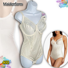 NWT Maidenform Women's 40D Control Unlined Shaping Bodysuit FL1456 Buttercream