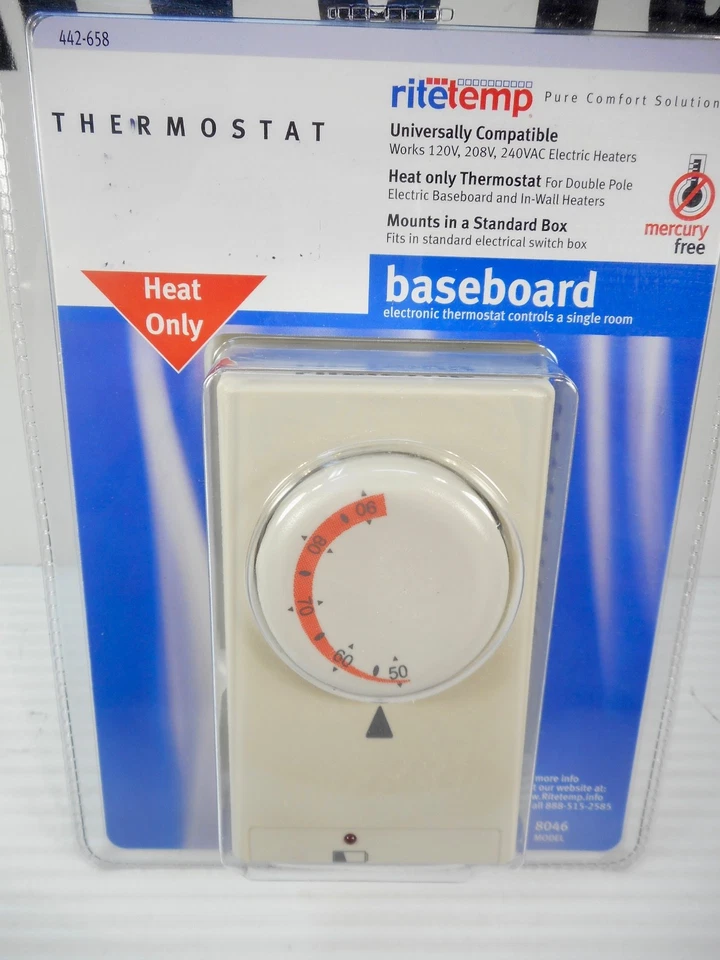 Ritetemp Heat Only Baseboard Thermostat  Universal 442-658 Model 8046  - New - Image 2 of 4