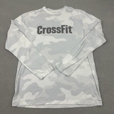 NOBULL CrossFit Shirt Mens XL White Gray Camo Long Sleeve Performance Made USA