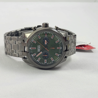 NEW Diesel Men's Split Gunmetal Green & Silver Chronograph Watch