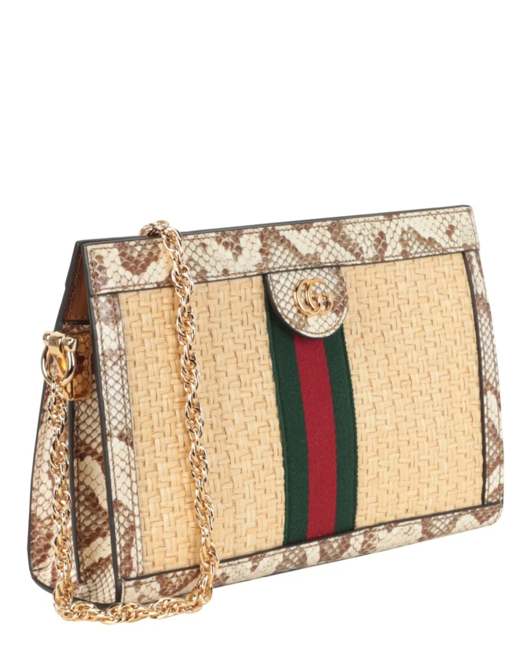 Bolso de hombro pequeño Gucci Ophidia de paja para mujer Foto 2 de 4