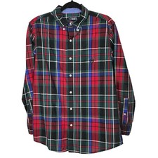 Chaps Men's Plaid Multicolor Easy Care Logo Pocket Long Sleeve Preppy Medium