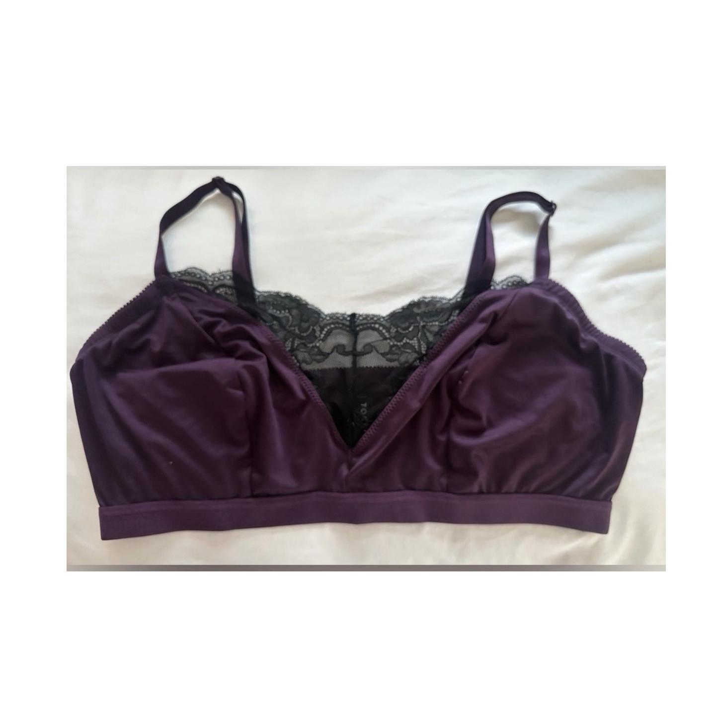 Torrid Wireless Lace Trim Bralette Bra Size 1 Plus Purple/Black Adjustable