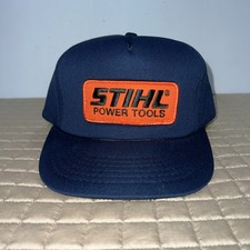 Stihl Chainsaw Vintage Patch Trucker Hat Snapback K-Products Orange-blue