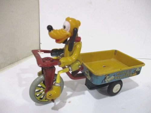 MARX- DISNEY- PLUTO 3 WHEEL BIKE- TIN FRICTION WORKS-EXCELLENT CONDITION